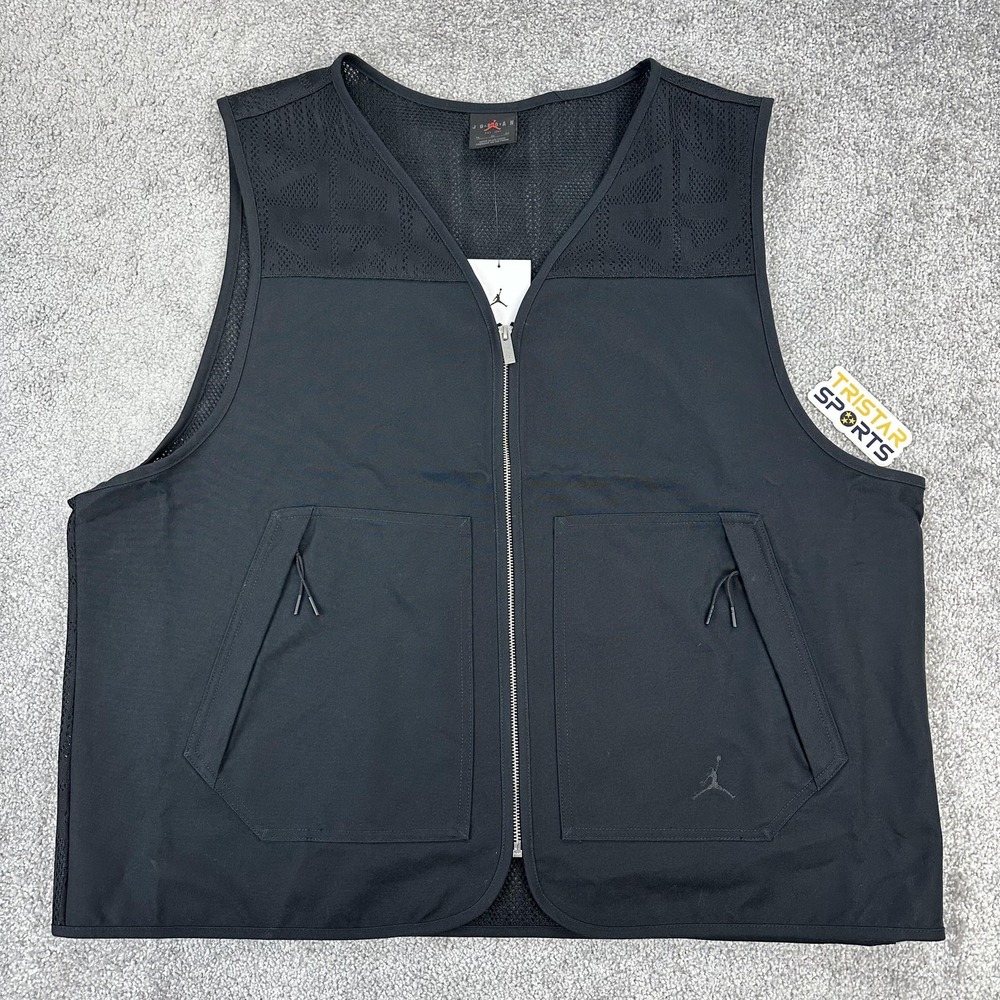 Jordan Vest Mens XL Black HF9327-010 Loose Fit Zip Pockets Mesh Utility Nike Air